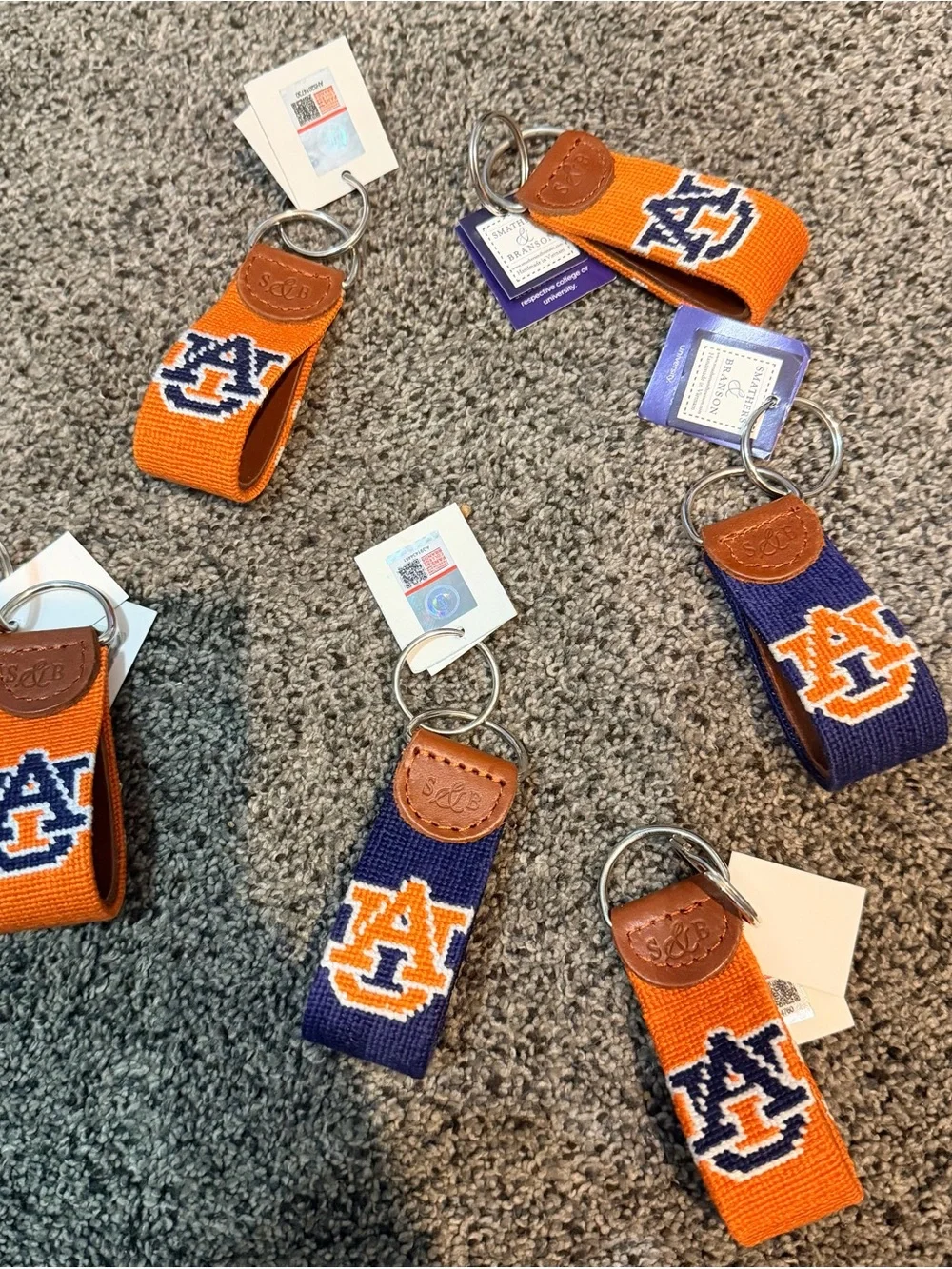 S&B AUBURN Navy and Orange Collegiate Embroidered Key Fob